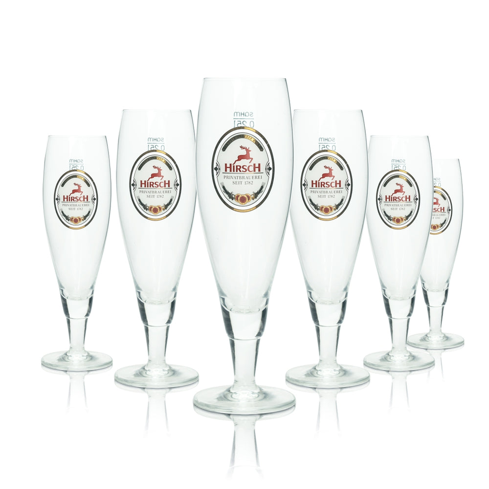 6 bicchieri da birra Hirsch Bräu 0,25 l Alba Pokal Pils bicchieri a tulipano con stelo Beer Bar