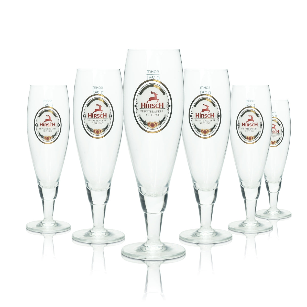 6 bicchieri da birra Hirsch Bräu 0,25 l Alba Pokal Pils bicchieri a tulipano con stelo Beer Bar