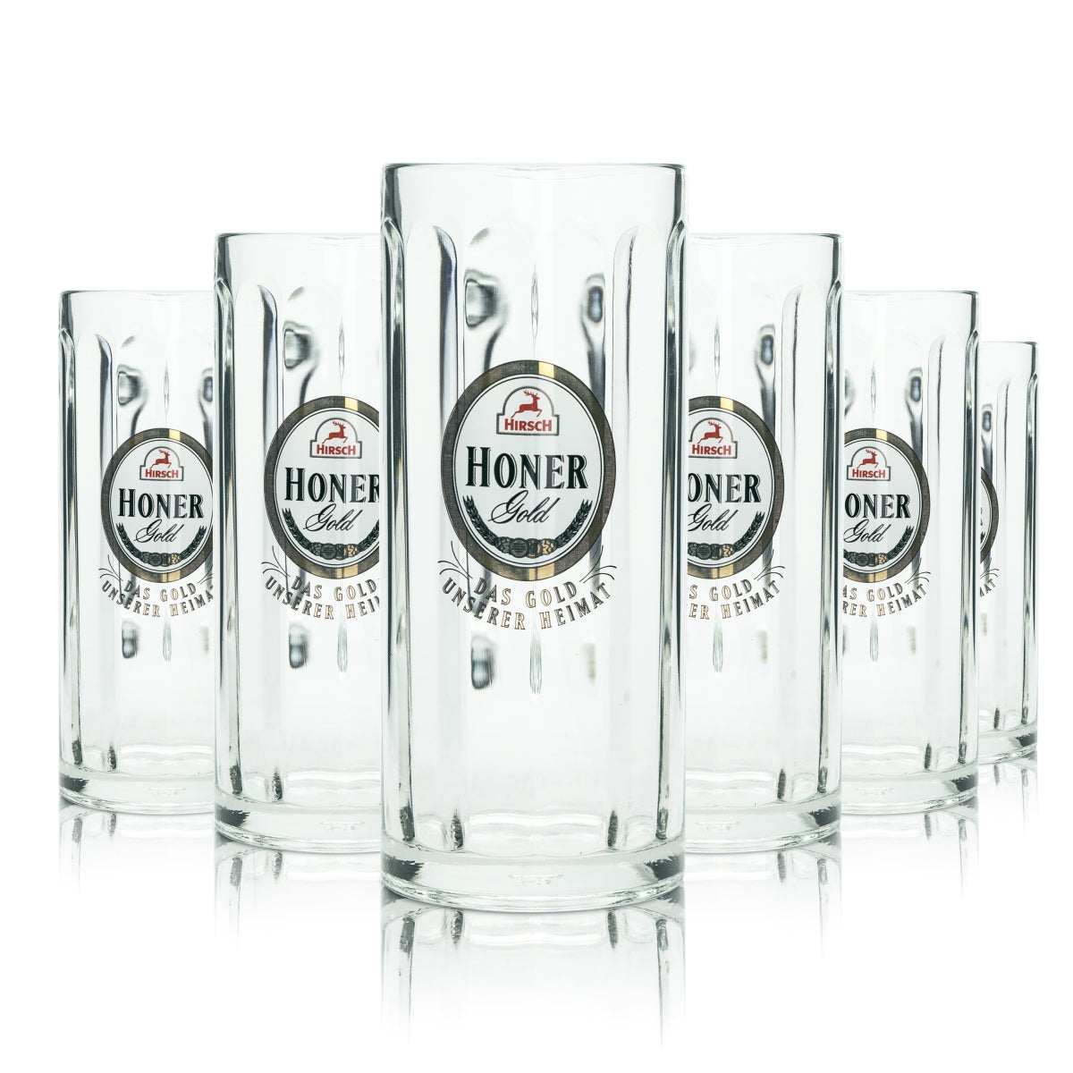 6 bicchieri da birra Hirsch Bräu 0,4 l boccale Honer Gold Seidel bicchieri Pils boccali con manico