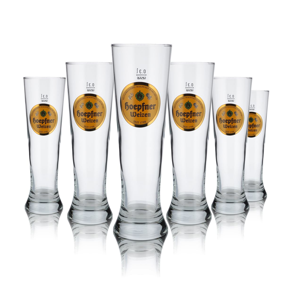 6 bicchieri Hoepfner da 0,3 l per birra bianca Set di bicchieri per birra bianca Birrificio Karlsruhe