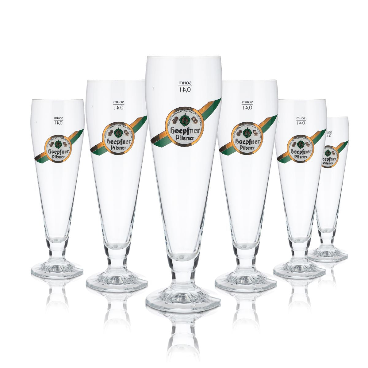 6 bicchieri Hoepfner 0,4 l a forma di coppa Pilsner Tulipano Set di bicchieri da birra Birrificio Karlsruhe