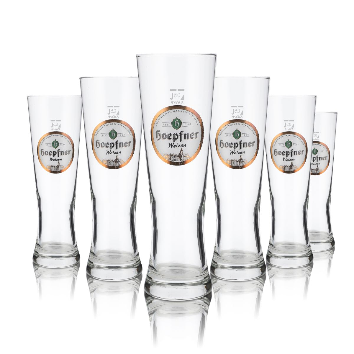 6 bicchieri Hoepfner da 0,5 l per birra bianca Set di bicchieri Hefeweizen Kralsruhe Brauerei
