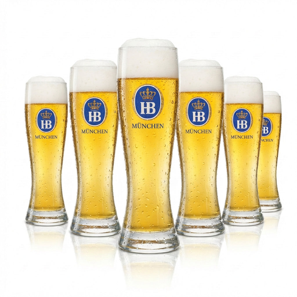 6 bicchieri da birra Hofbräu München 0,3 l per birra bianca Sahm HB Weizen Gläser Hefe Beer