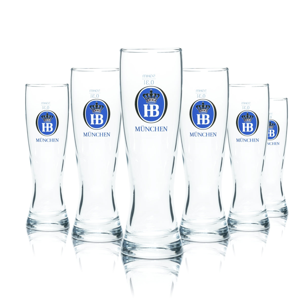6 bicchieri da birra Hofbräu München 0,3 l per birra bianca Sahm HB Weizen Gläser Hefe Beer – Vista 2