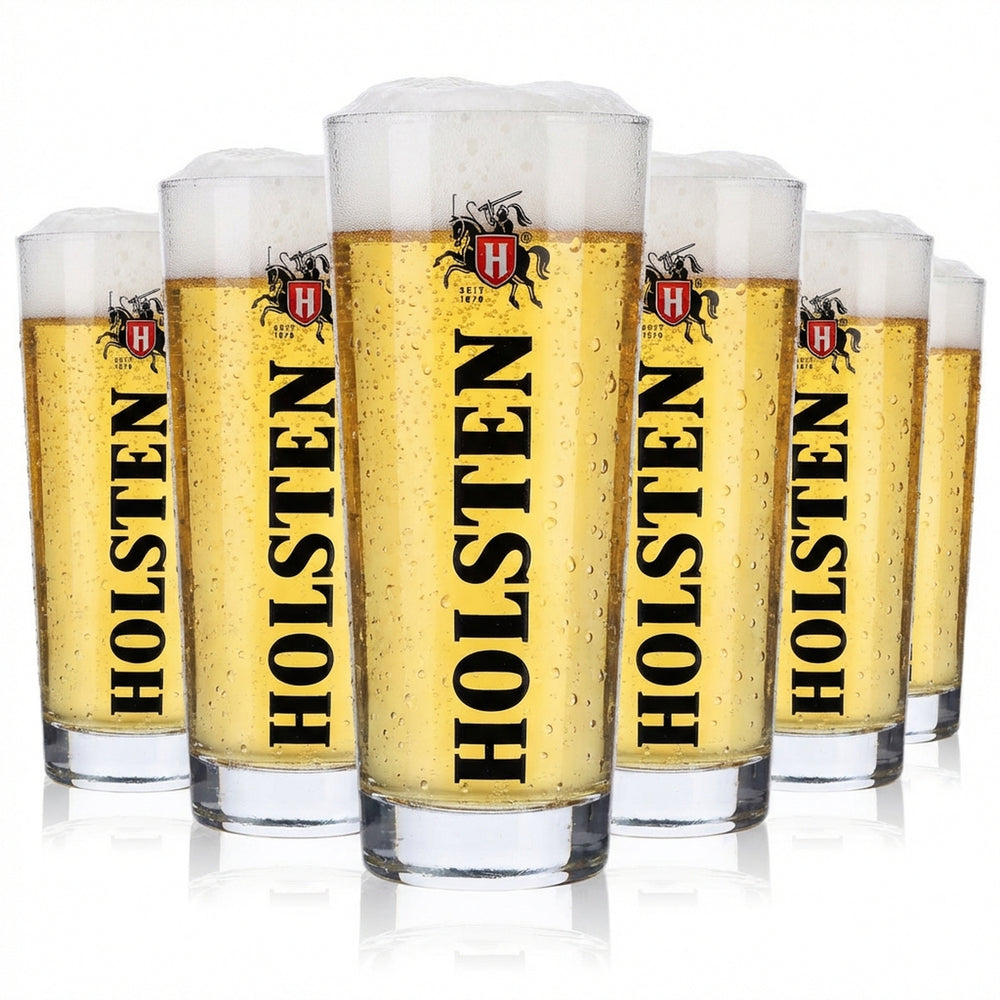 6 bicchieri da birra Holsten da 0,2 l Willli-Becher Bicchieri da birra Logo nero verticale