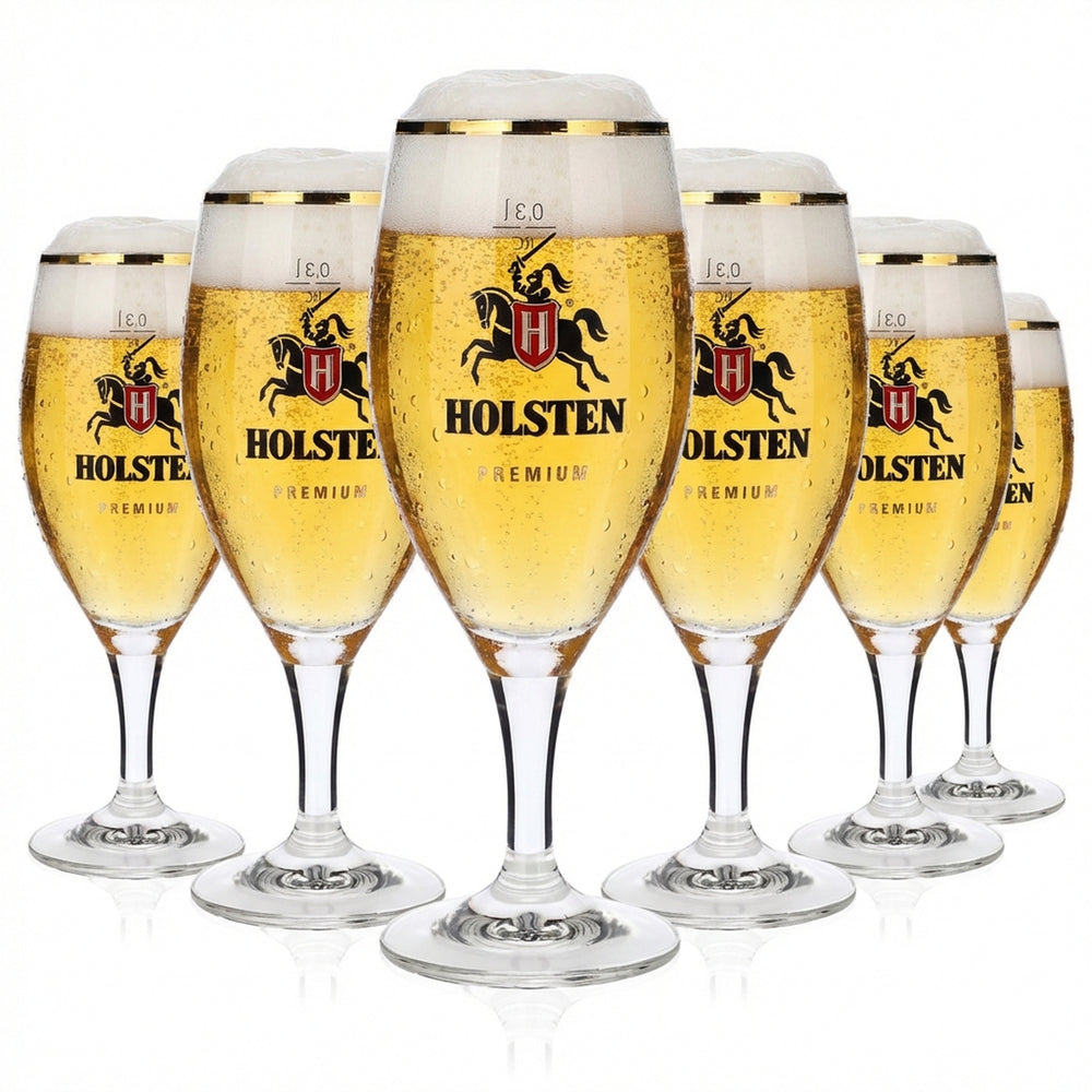 6 bicchieri da birra Holsten da 0,3 l con bordo dorato Premium Ritzenhoff