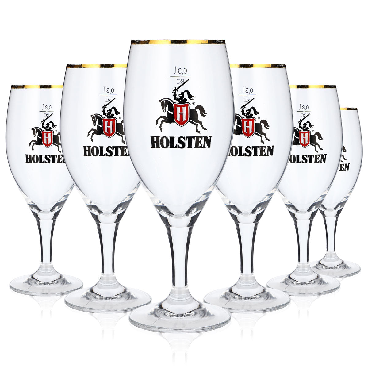 6 bicchieri da birra Holsten  Bicchieri da birra da 0,3 l Bicchieri a calice con bordo dorato Ritzenhoff – Vista 5