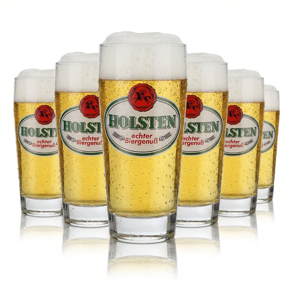 6 bicchieri Holsten da 0,2 l Set di bicchieri da birra Willibecher Pokal Motivo anni '70 Birrificio
