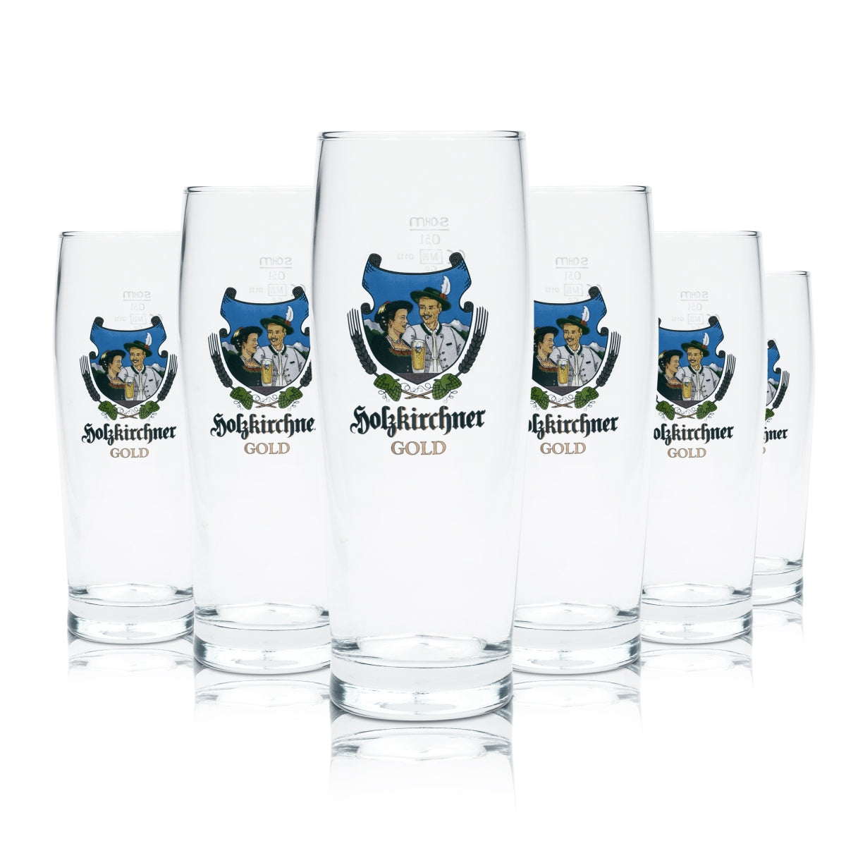 6 bicchieri da birra Holzkirchner Gold 0,5 l Willi Becher Bicchieri Cup Sahm Brauerei Beer
