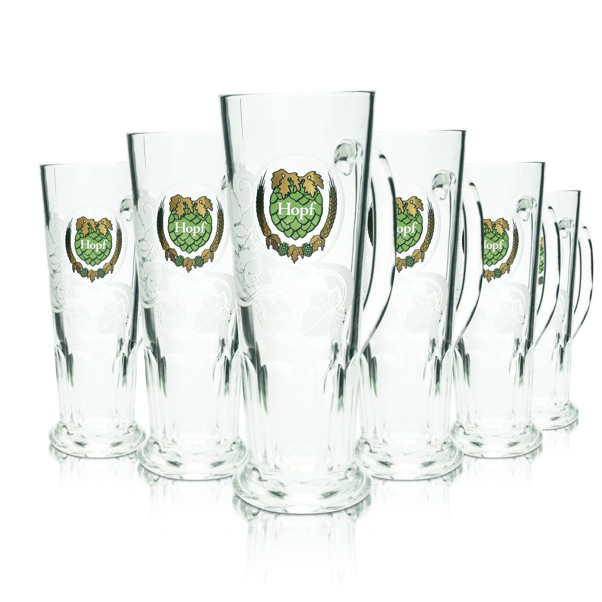 6 bicchieri da birra Hopf 0,5 l in vetro sagomato, set di boccali da birra, bicchieri da birra artigianale