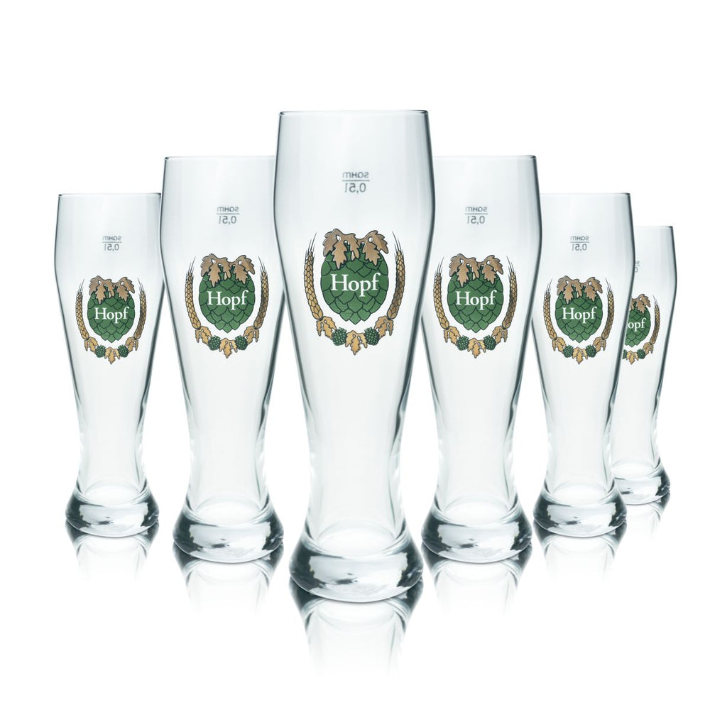 6 bicchieri da birra Hopf 0,5 l Bicchieri da birra bianca Bicchieri da birra Hefeweizen Set di bicchieri Bavaria