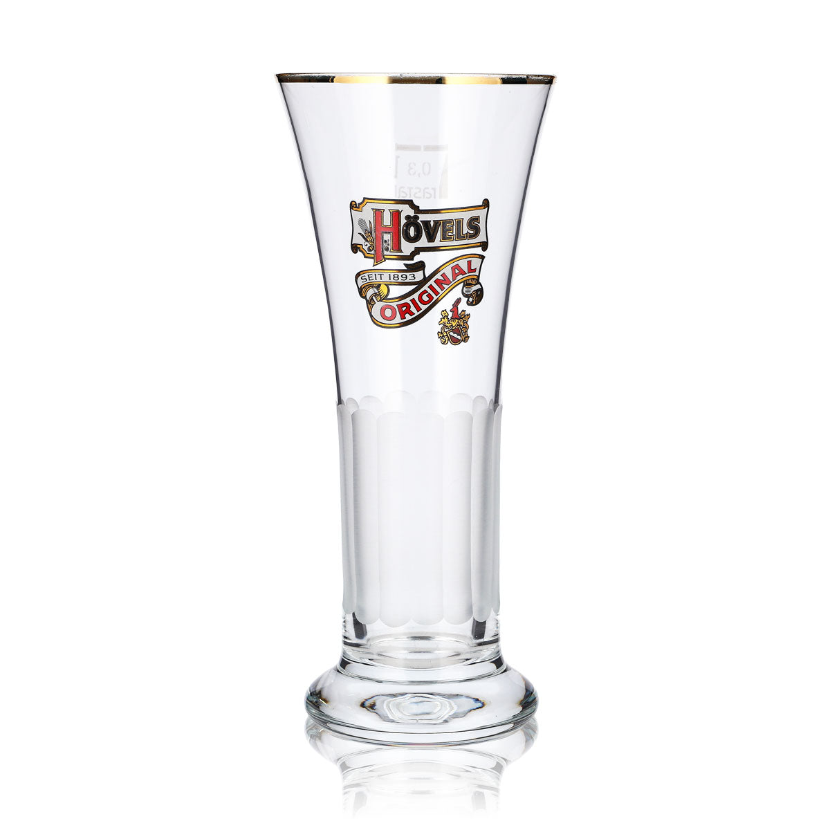 6 bicchieri da birra Hövels da 0,3 l, a forma di coppa, con bordo dorato, in rilievo e effetto smerigliato – Vista 2
