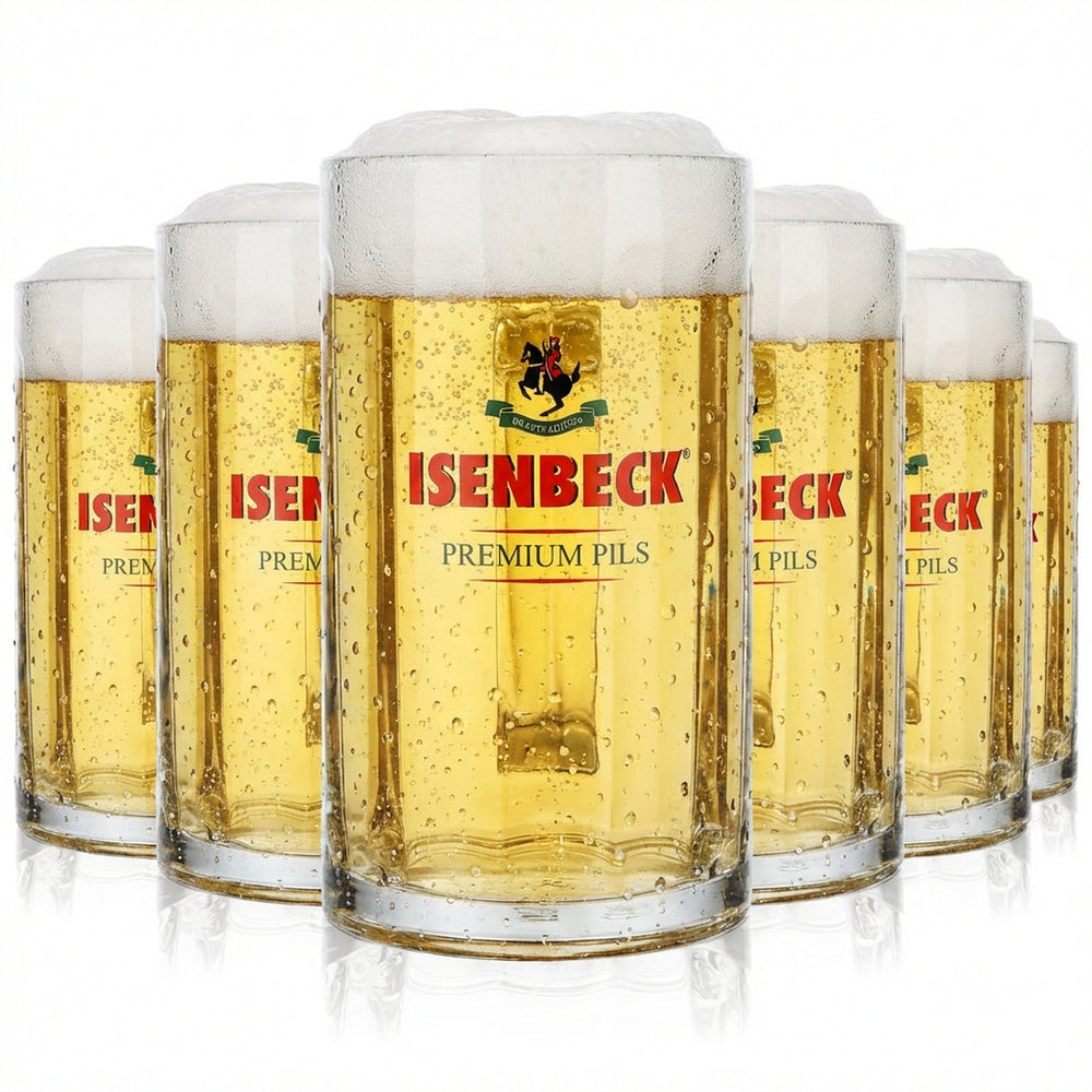 6 bicchieri da birra Isenbeck Humpen 0,5 l con manico Glückauf Seidel Rastal