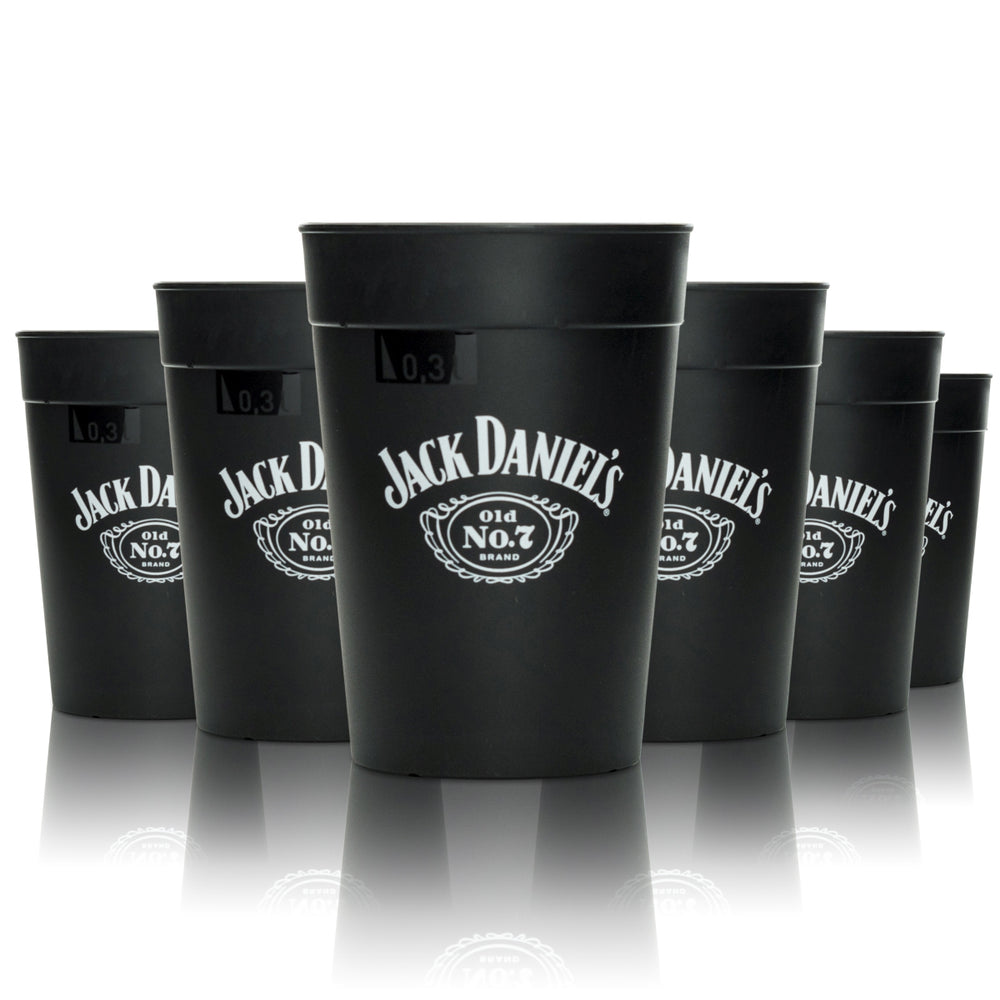 6 bicchieri da whisky Jack Daniels neri riutilizzabili da 0,3 l