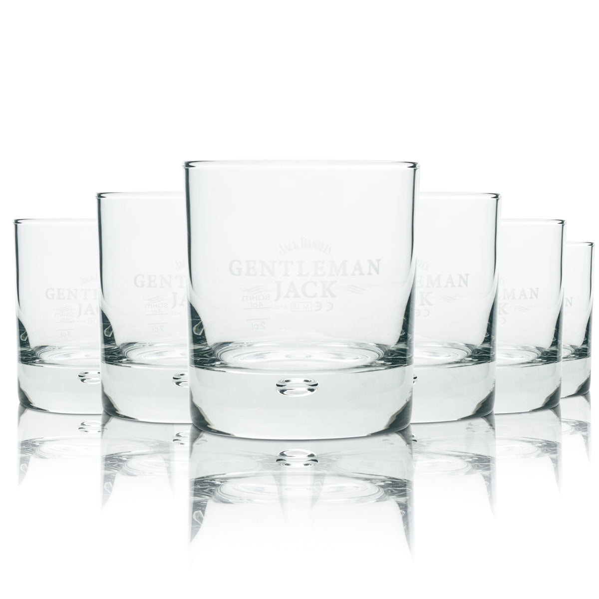 6 bicchieri tumbler Jack Daniels Whiskey Gentleman Jack con bolla sul fondo, 0,2 l