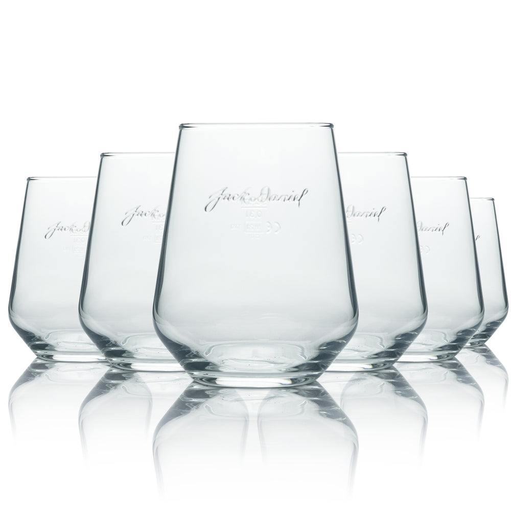 6 bicchieri tumbler Jack Daniels Whiskey con logo in rilievo