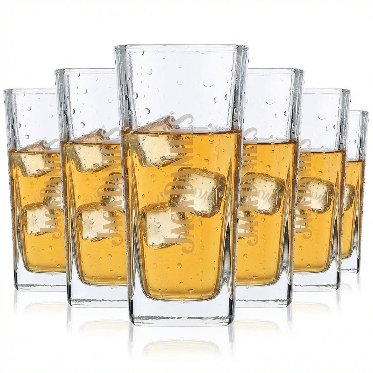 6 bicchieri da whisky Jack Daniels 0,33 l Bicchiere da long drink Logo satinato Angolare Elegante