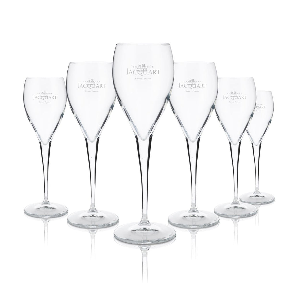 6 bicchieri da champagne Jacquart in vetro da 0,1 l, set calibrato