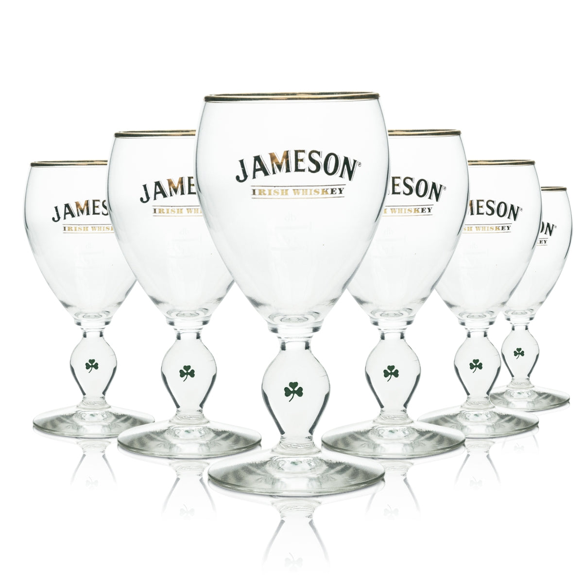 6 bicchieri da whisky Jameson Irish Coffee 4 cl con bordo dorato e trifoglio