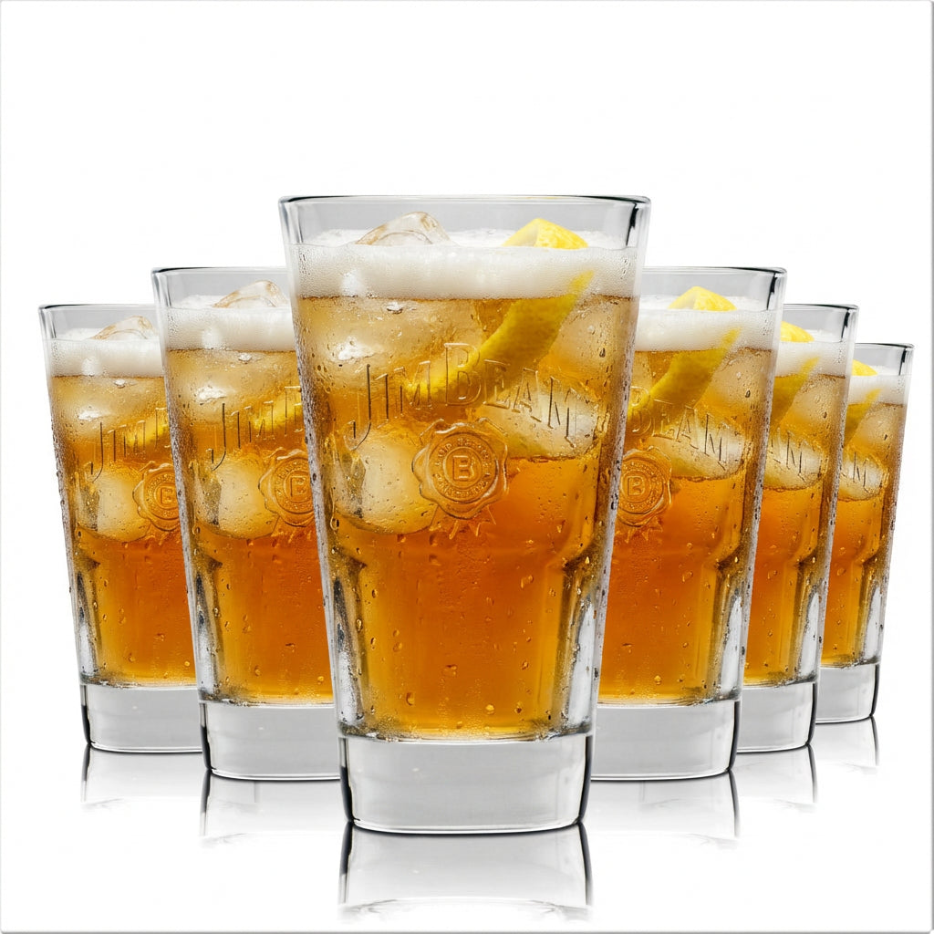 6 bicchieri Jim Beam 340 ml impilabili per whisky long drink con profilo calibrato per uso gastronomico