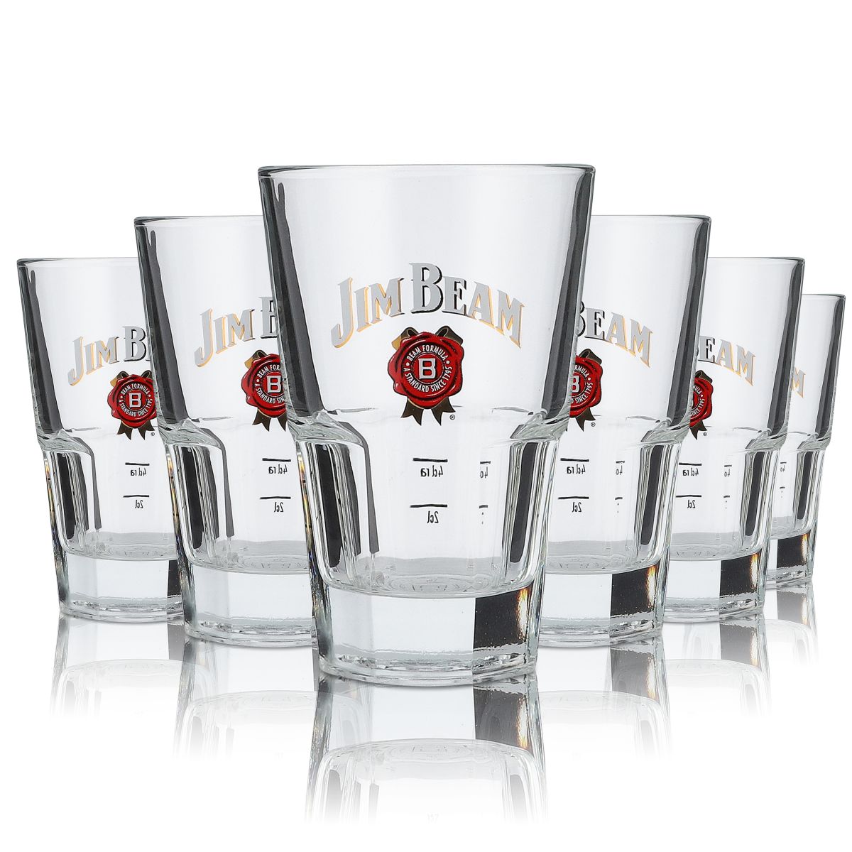 6 bicchieri da whisky Jim Beam Bicchiere da long drink Emblema rosso Firma sul fondo