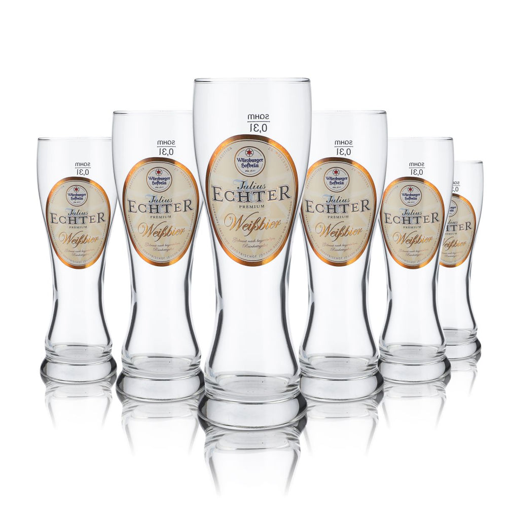 6 bicchieri Julius Echter da 0,3 l Set di bicchieri da birra bianca Hefeweizen Foresta Nera GOLD