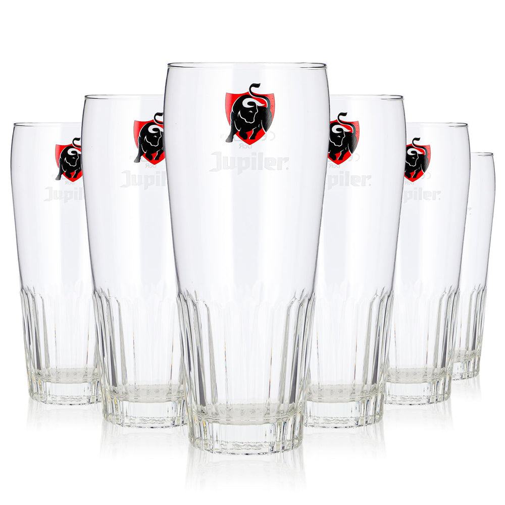 6 bicchieri da birra Jupiler da 0,5 l, modello long drink con logo “Bullen” e personaggio Willi (set da 6)