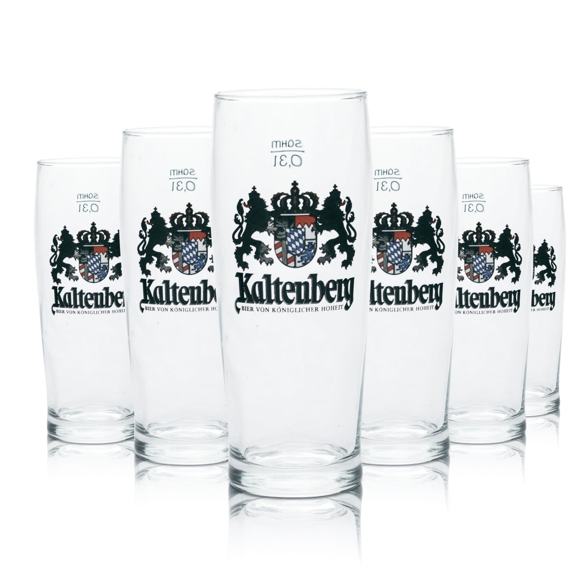 6 bicchieri da birra Kaltenberg in vetro da 0,3 l, coppa, calibrati, per ristorazione, birrificio, birra bianca