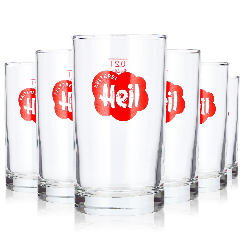 6 bicchieri da sidro "Heil" da 0,2 l, modello long drink con logo rosso "Böckling" (set da 6)