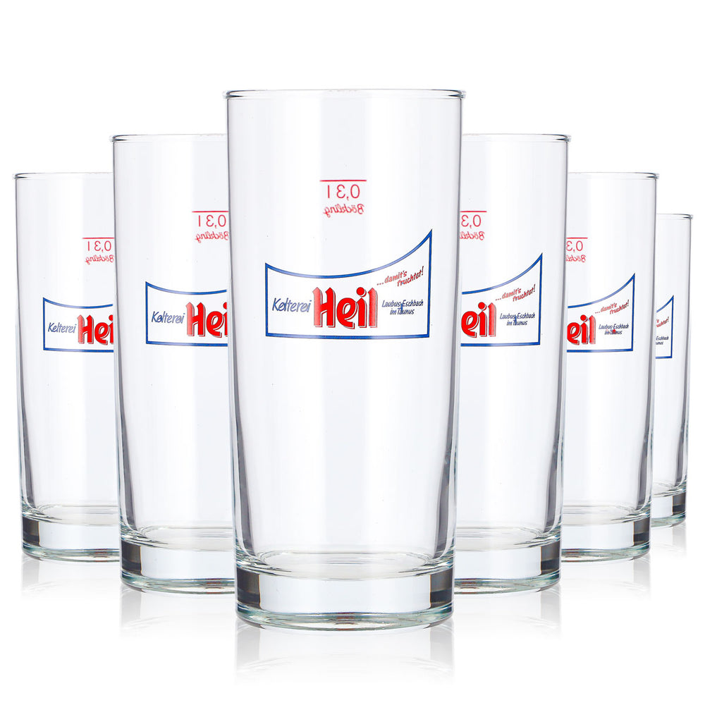 6 bicchieri da sidro Heil da 0,3 l, modello Longdrink con logo rosso Böckling (set da 6)