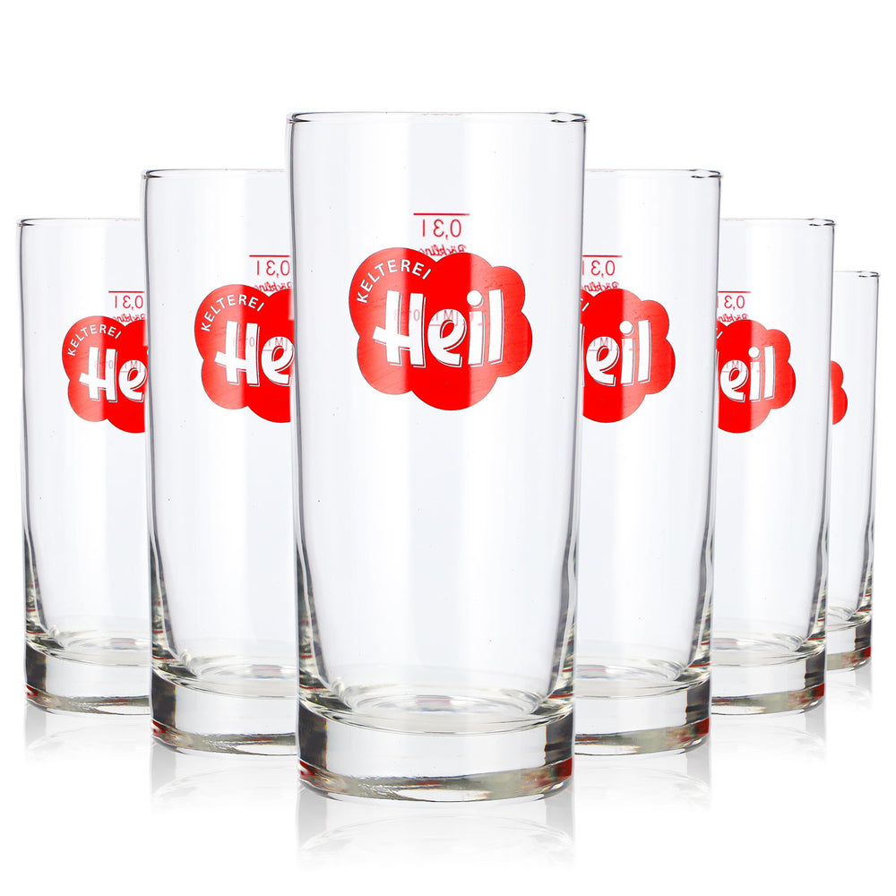 6 bicchieri da sidro Heil da 0,3 l, modello Longdrink con logo rosso Böckling (set da 6)