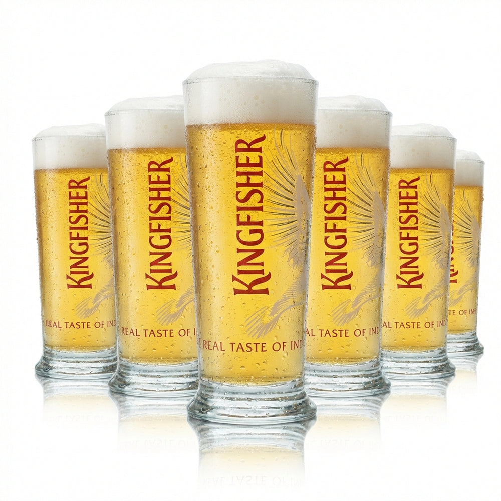 6 bicchieri da birra Kingfisher Half Pint 0,25 l, forma a tulipano, India Beer IPA