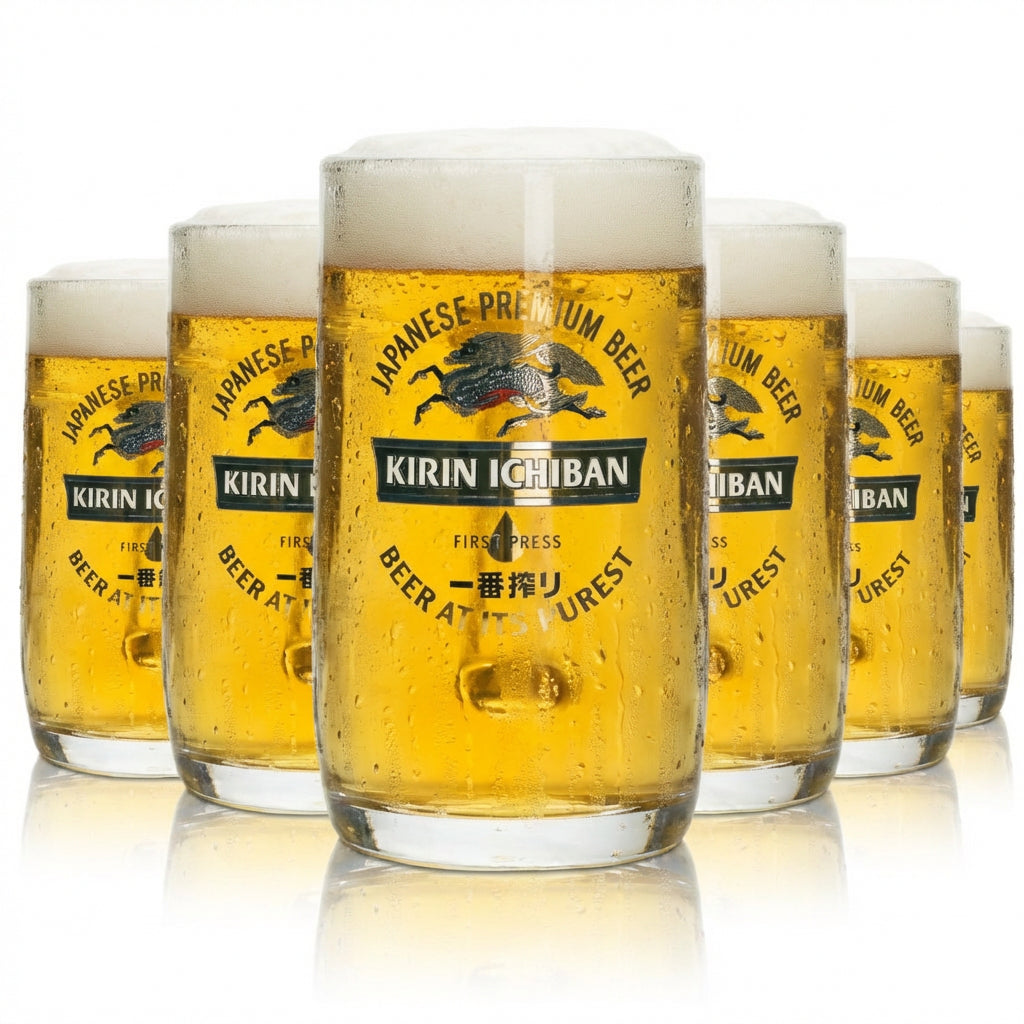 6 bicchieri da birra Kirin Ichiban da 0,3 l, boccale da birra giapponese, bicchieri da birra premium Seidel Bar