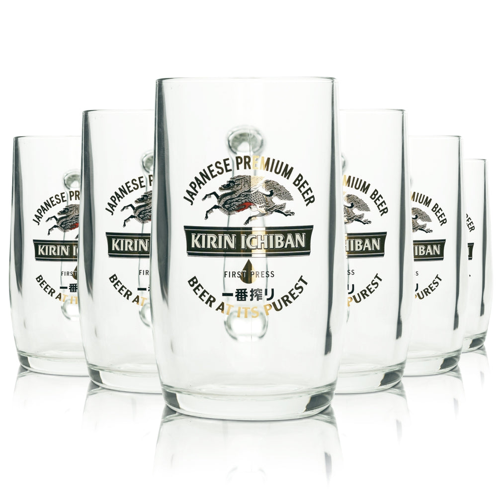 6 bicchieri da birra Kirin Ichiban da 0,5 l, boccale giapponese, bicchieri da birra con manico, da collezione