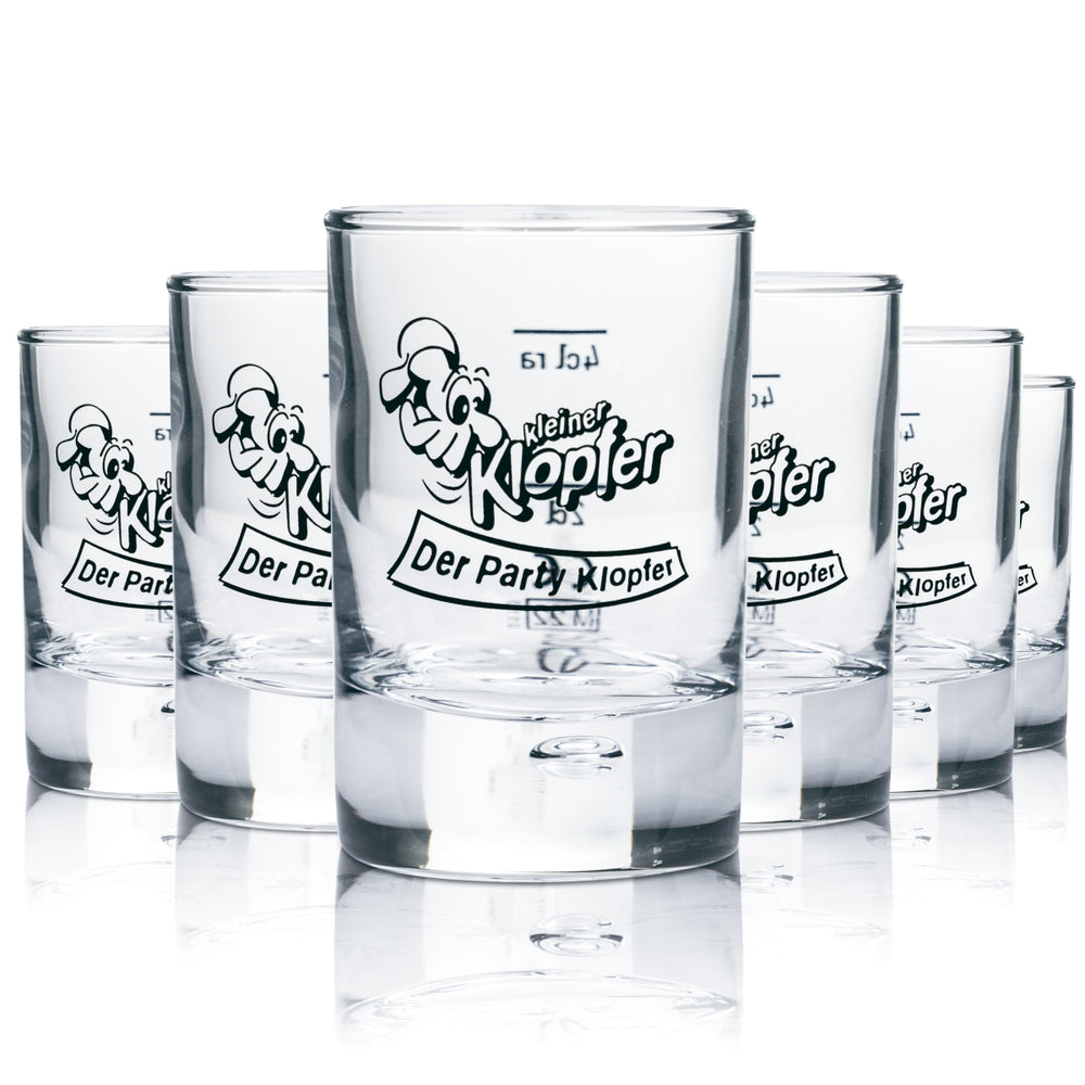 6x bicchierini Small Klopfer in vetro da 4 cl per grappa, bicchierini da shot 2 cl 4 cl in rovere