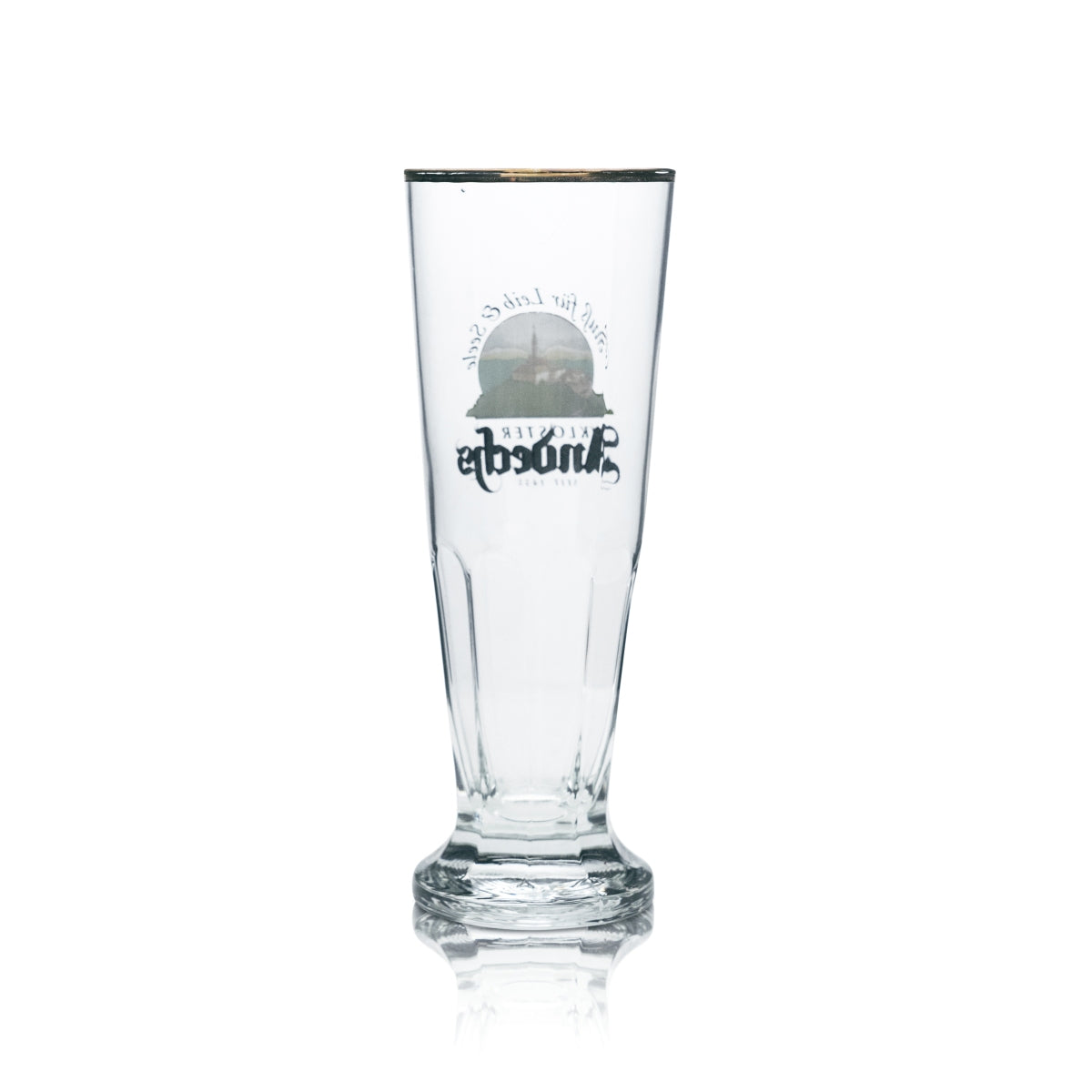 6 bicchieri da birra Andechs Kloster 0,3 l, forma a tulipano con bordo dorato, bicchieri da ristorazione – Vista 3