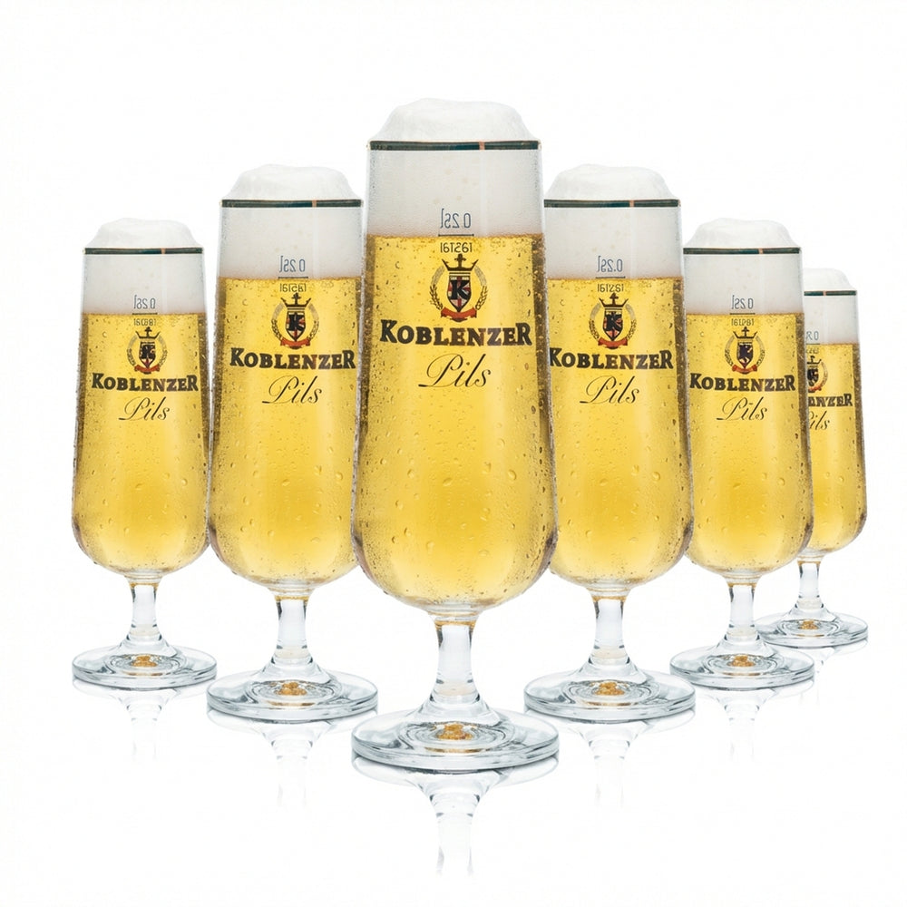 6 bicchieri da birra Koblenzer 0,25 l, forma a tulipano, bordo dorato, bicchieri da birra Pils Gastro Bar