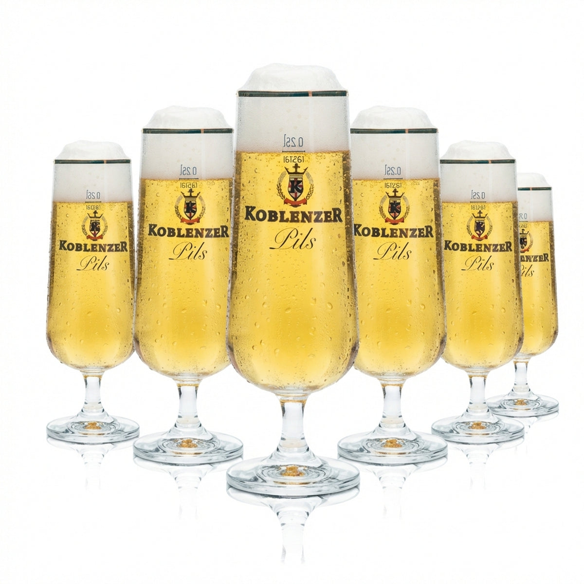 6 bicchieri da birra Koblenzer 0,25 l, forma a tulipano, bordo dorato, bicchieri da birra Pils Gastro Bar