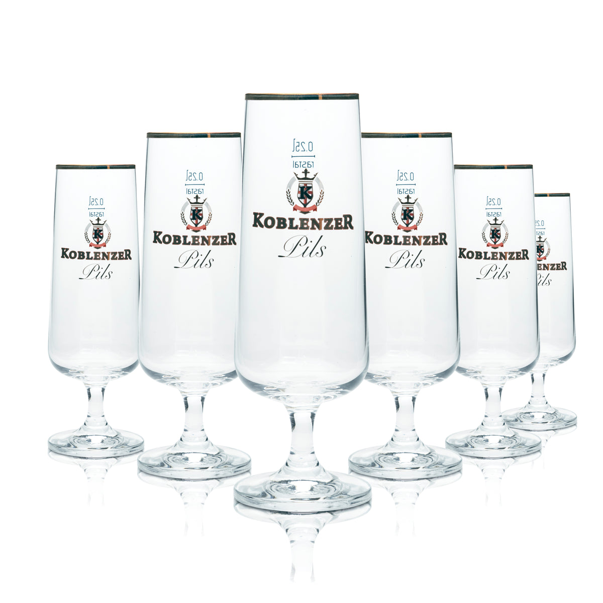 6 bicchieri da birra Koblenzer 0,25 l, forma a tulipano, bordo dorato, bicchieri da birra Pils Gastro Bar – Vista 4
