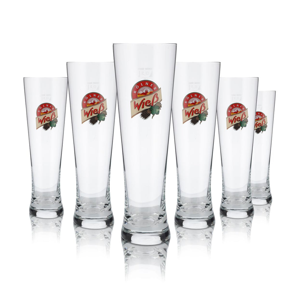 6 bicchieri Kölner Wieß da 0,3 l Bicchieri da birra bianca Bicchieri da birra chiara Set di bicchieri a forma di coppa