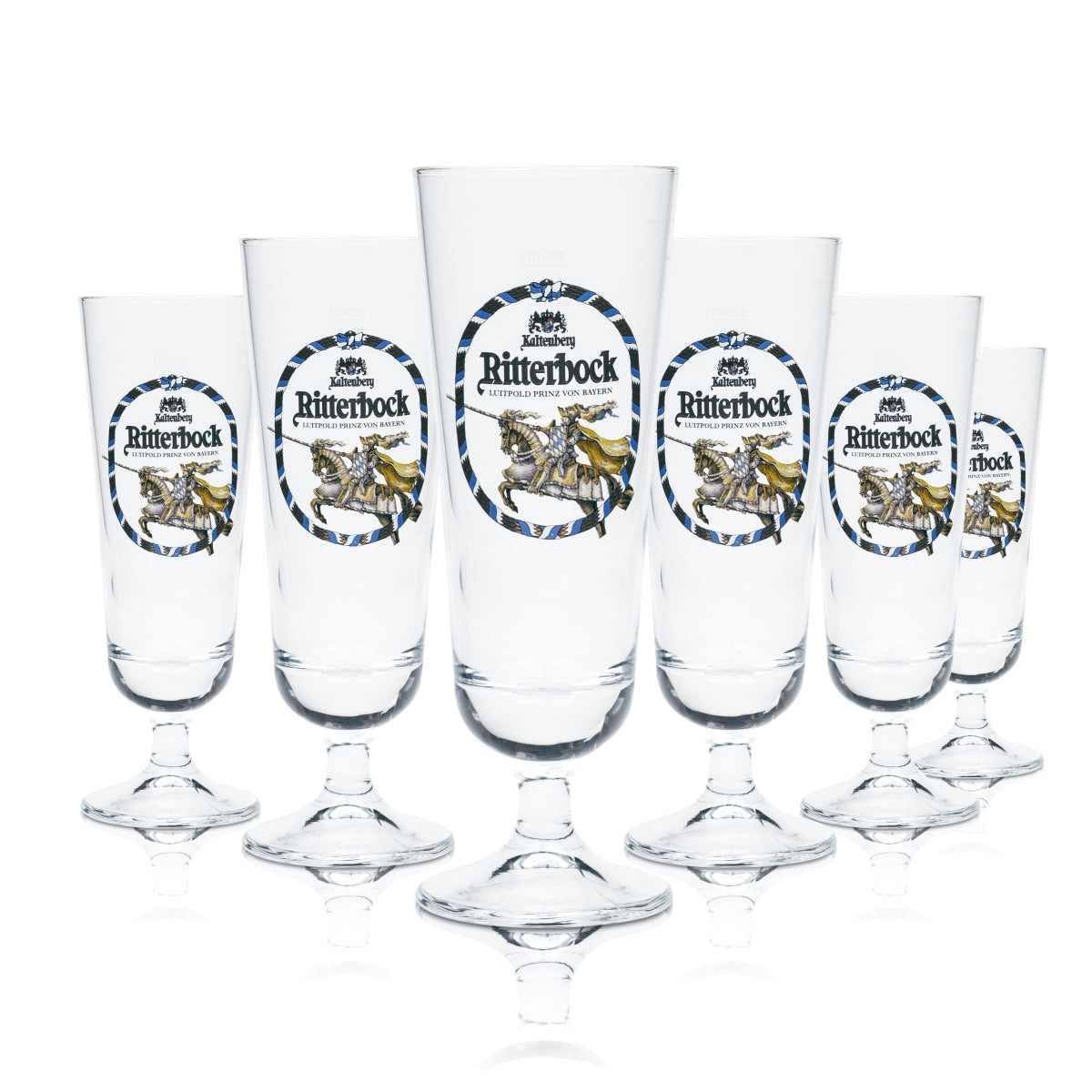 6 bicchieri da birra König Ludwig 0,25 l Ritterbock Tulipano Luitpold Prinz vo Bayern