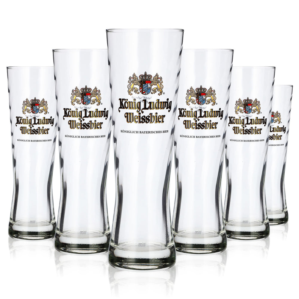 6 bicchieri da birra "König Ludwig" da 0,25 l con motivo a rilievo "Weissbier Rastal" (set da 6)
