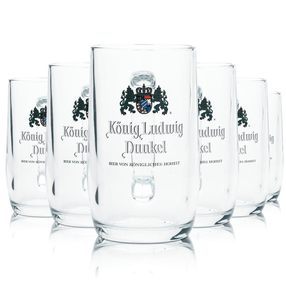 6 bicchieri da birra König Ludwig 0,3 l, boccale scuro, bicchieri da birra Seidel, gastronomia, birrificio