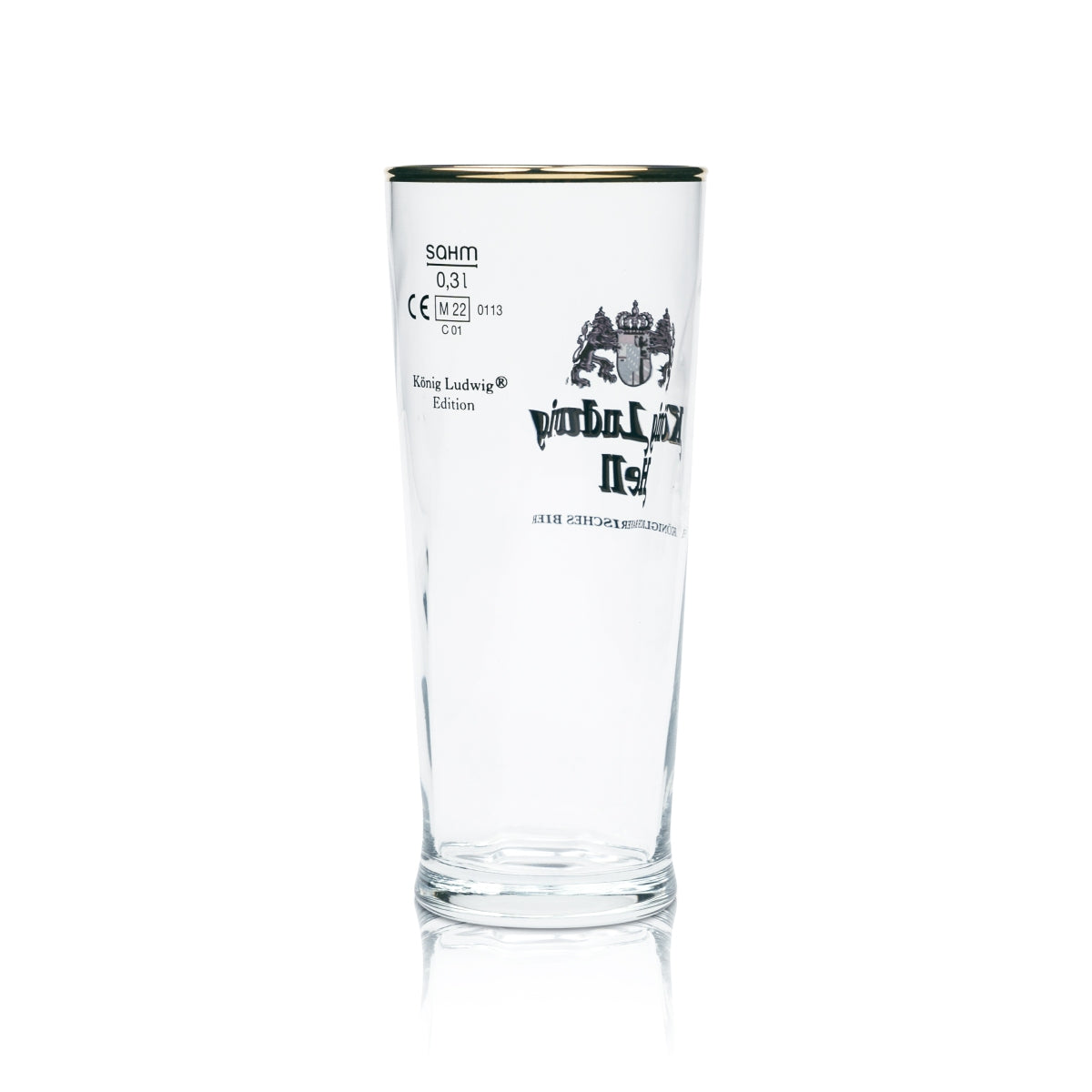 6 bicchieri da birra König Ludwig Hell da 0,3 l con bordo dorato Germania e rilievo Sahm – Vista 3