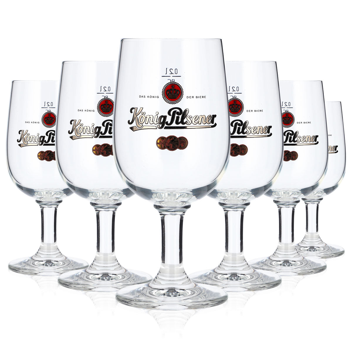 6 bicchieri da birra König Pilsener da 0,2 l, a forma di coppa, con logo dorato RC (set da 6)