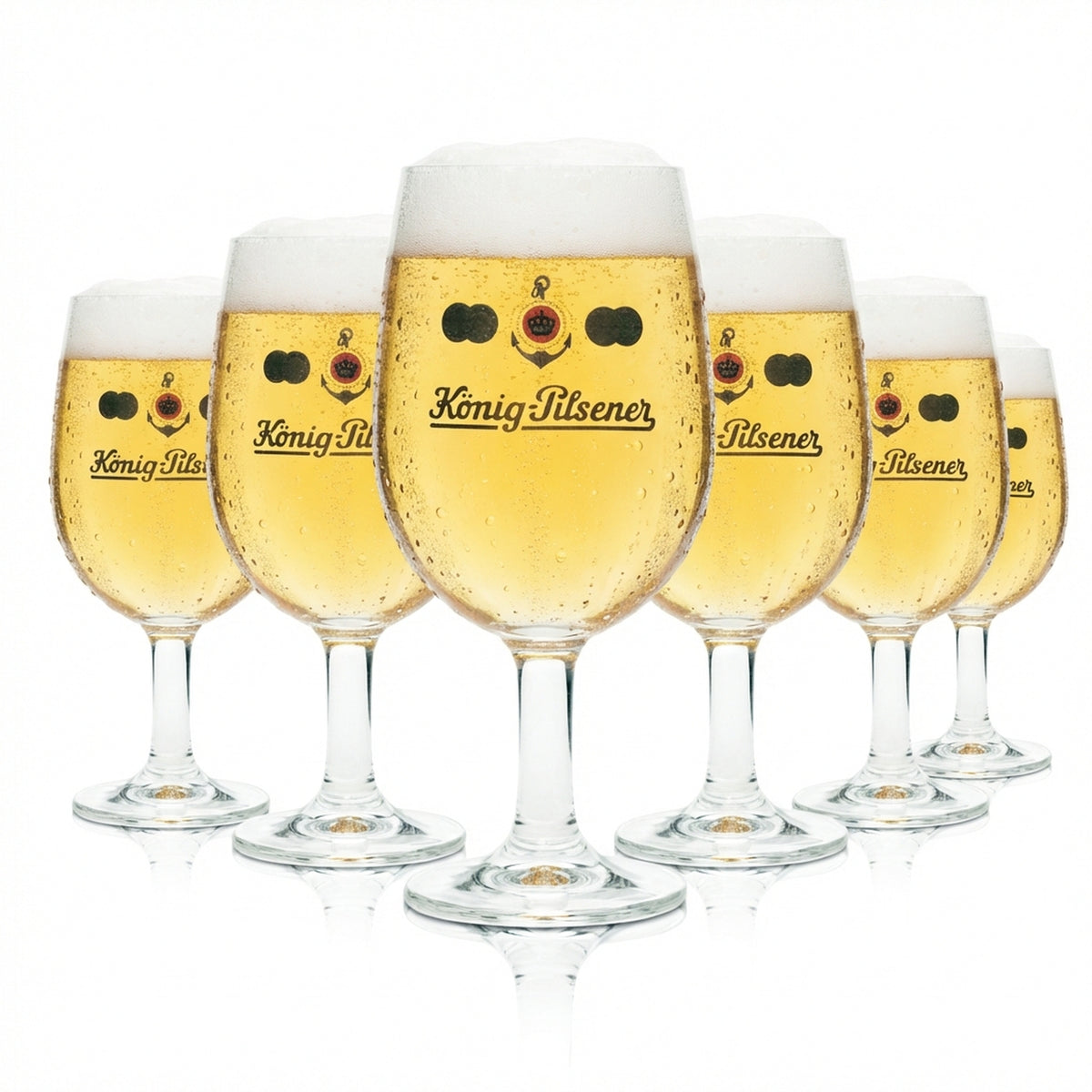 6 bicchieri da birra König Pilsener 0,4 l, forma tulipano, birrificio, coppa da birra, bicchiere con stelo, bar