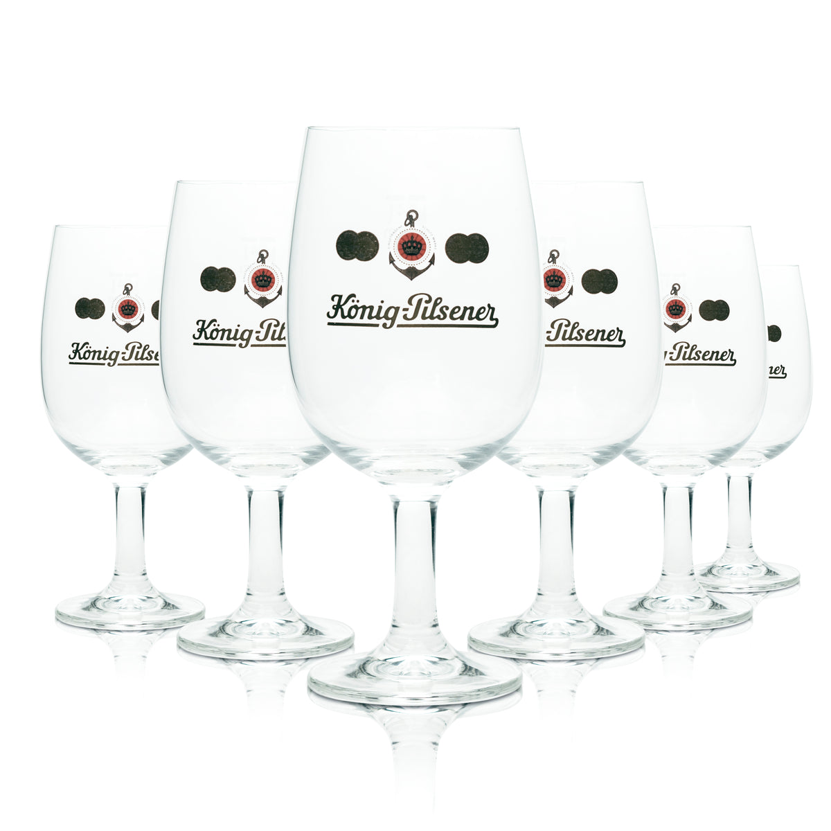 6 bicchieri da birra König Pilsener 0,4 l, forma tulipano, birrificio, coppa da birra, bicchiere con stelo, bar – Vista 4