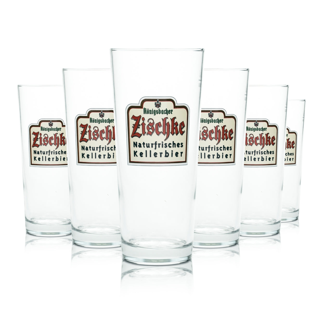 6 bicchieri da birra Königsbacher Zischke da 0,4 l, forma a botte, birra Kellerbier, birrificio