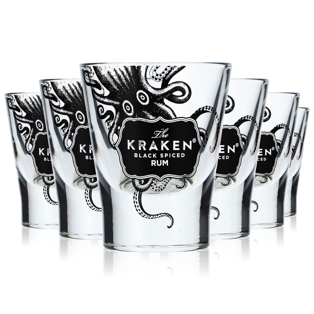 6 bicchieri Kraken Rum: bicchierini da shot, tumbler, bicchieri da long drink, bicchieri da cocktail (set da 6)