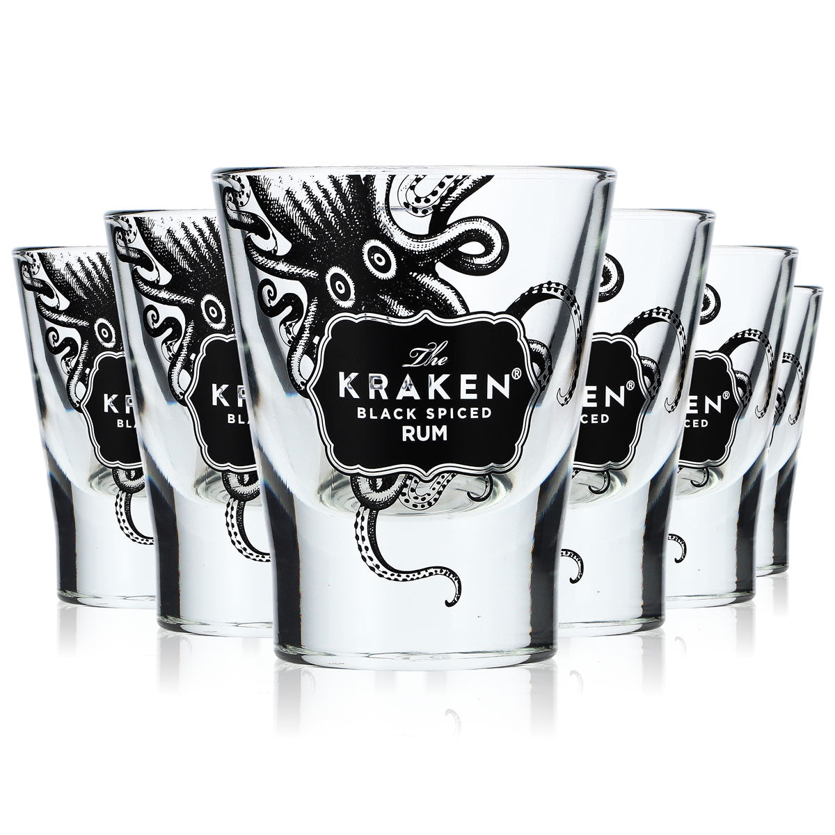 6 bicchieri Kraken Rum: bicchierini da shot, tumbler, bicchieri da long drink, bicchieri da cocktail (set da 6)